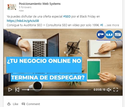 video publicado en linkedin